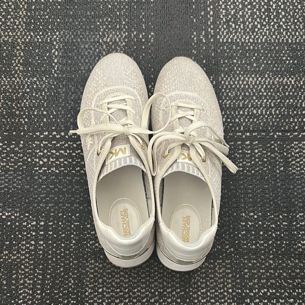 Michael Kors Metallic Knit Trainer, Champagne - Picture 1 of 5
